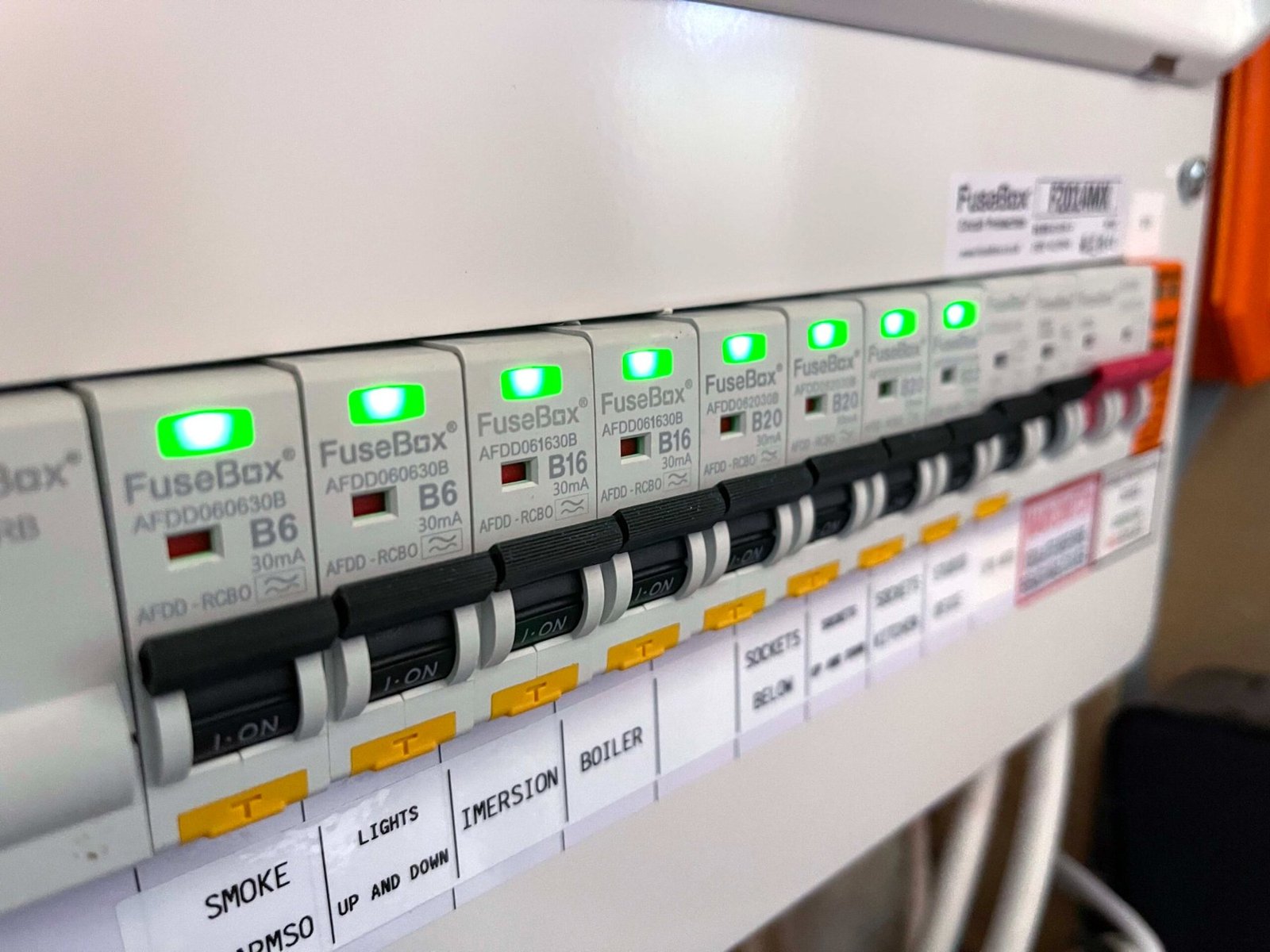 Modern RCBO consumer unit in Brighton & Hove, the same enclosure our AFDD boards use
